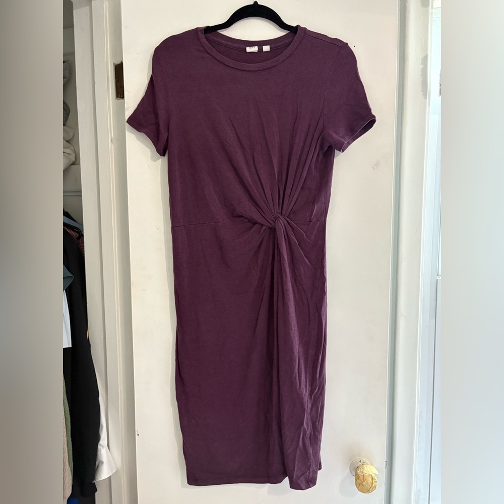 GAP Purple Short Sleeve Dress with Knot Detail
